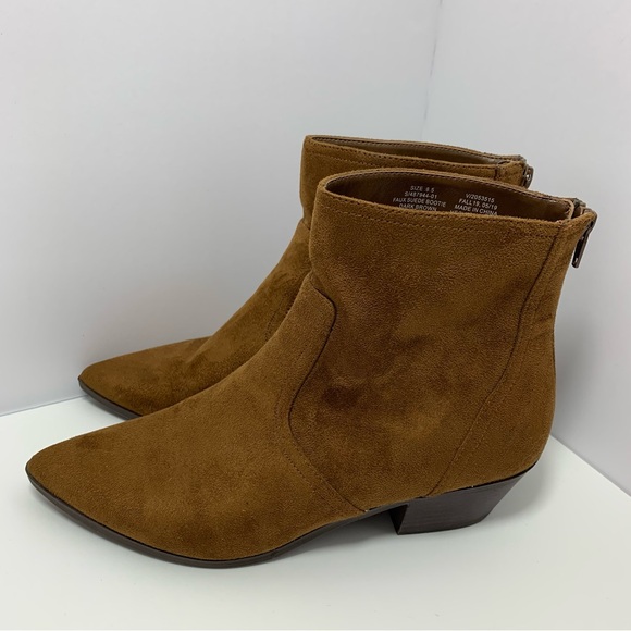 Banana Republic Faux Suede Dark Brown Bootie Size 8.5 Ankle Western Bootie - Picture 5 of 13